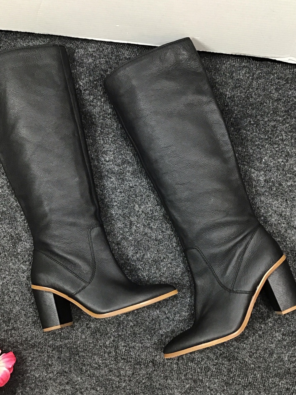 1. State Paiton Black Leather Over-the-Knee Block Heel Boots 7.5